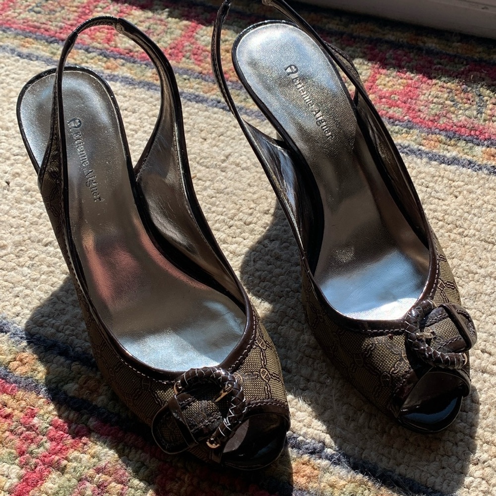 Etienne Aigner- Sling Back Heels with buckle Fay 10M Brown